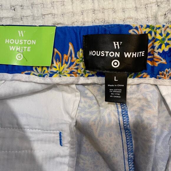 Houston White for Target Blue Floral Wide Leg Chino Pants Size Large 98% Cotton - Picture 10 of 12